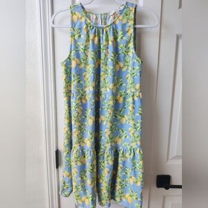 LOFT Medium Blue Dress with Lemon Print